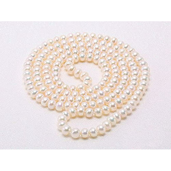 JYX Pearl Necklace Classical 9-10mm White Oval Long White Cultured Freshwater Pearl Sweater Necklace 48 